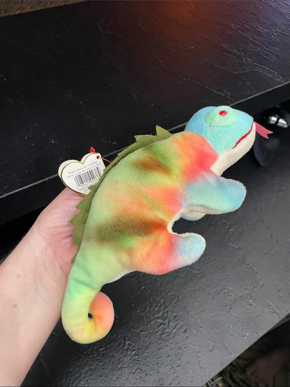 1997 Iggy Ty Beanie Baby Rainbow Chameleon Plush - Green Multicolor